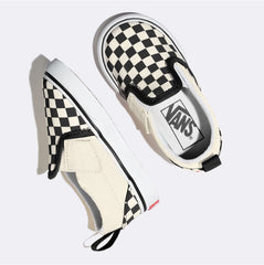 Vans Toddler Slip-On V Checkerboard Skateboard Shoes - Black/White