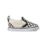 Vans Toddler Slip-On V Checkerboard Skateboard Shoes - Black/White