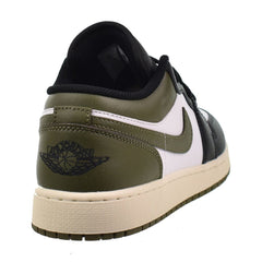 Air Jordan 1 Low (GS) Big Kids' Shoes Black/White-Medium Olive 553560-092