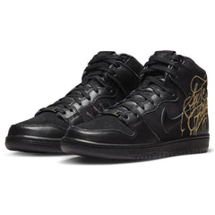 Nike SB Dunk High Pro Skateboard Shoes - Black/Black-Metallic Gold