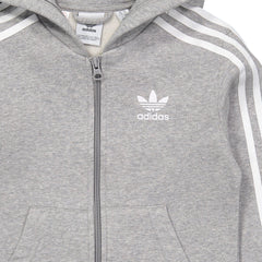 Adidas Youth Originals Full Zip Hoodie Medium Grey Heather/White