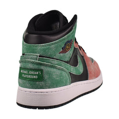 Air Jordan 1 Mid SE (GS) Big Kids' Shoes Black/Pine Green Red fq1292-003