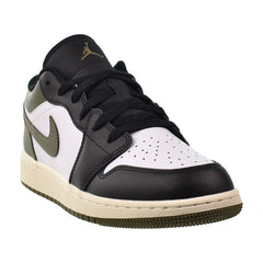 Air Jordan 1 Low (GS) Big Kids' Shoes Black/White-Medium Olive 553560-092