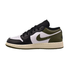 Air Jordan 1 Low (GS) Big Kids' Shoes Black/White-Medium Olive 553560-092