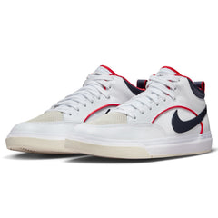 Nike SB Leo Baker React Premium Skateboard Shoe - White/Midnight Navy-University Red-White