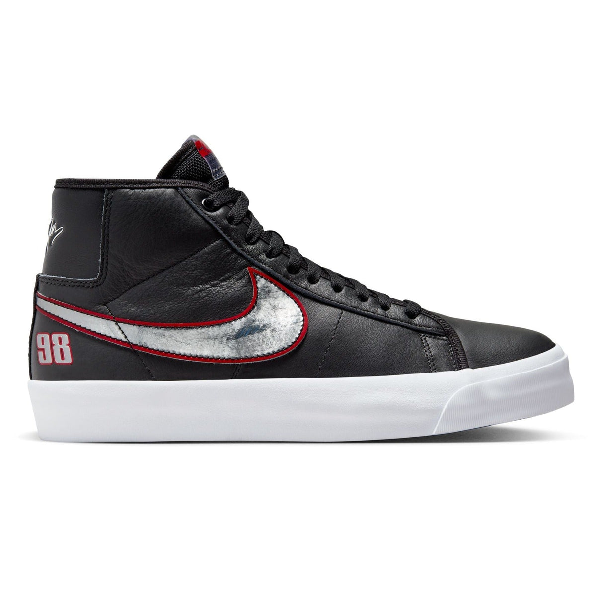 Nike SB GT Pro Blazer Mid Skateboard Shoe - Black/Metallic Silver-University Red