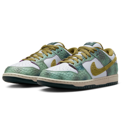 Nike SB Dunk Low Pro Alexis Sablone Chameleon QS Skateboard Shoe - Oil Green/Desert Moss-White