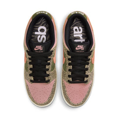 Nike SB Arts & Rec Dunk Low Pro QS Skateboard Shoe - Khaki/Amber Brown-Rough Green-Rust Pink