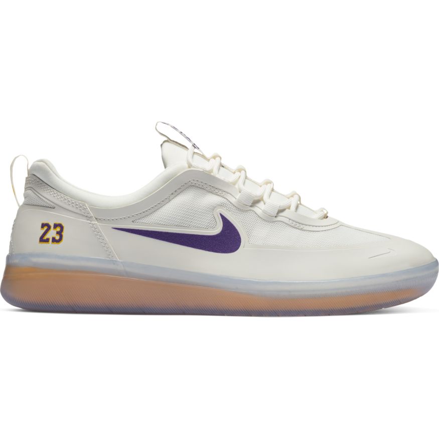 Nike SB Nyjah Free 2 NBA Skateboard Shoe - Summit White/Court Purple-Amarillo