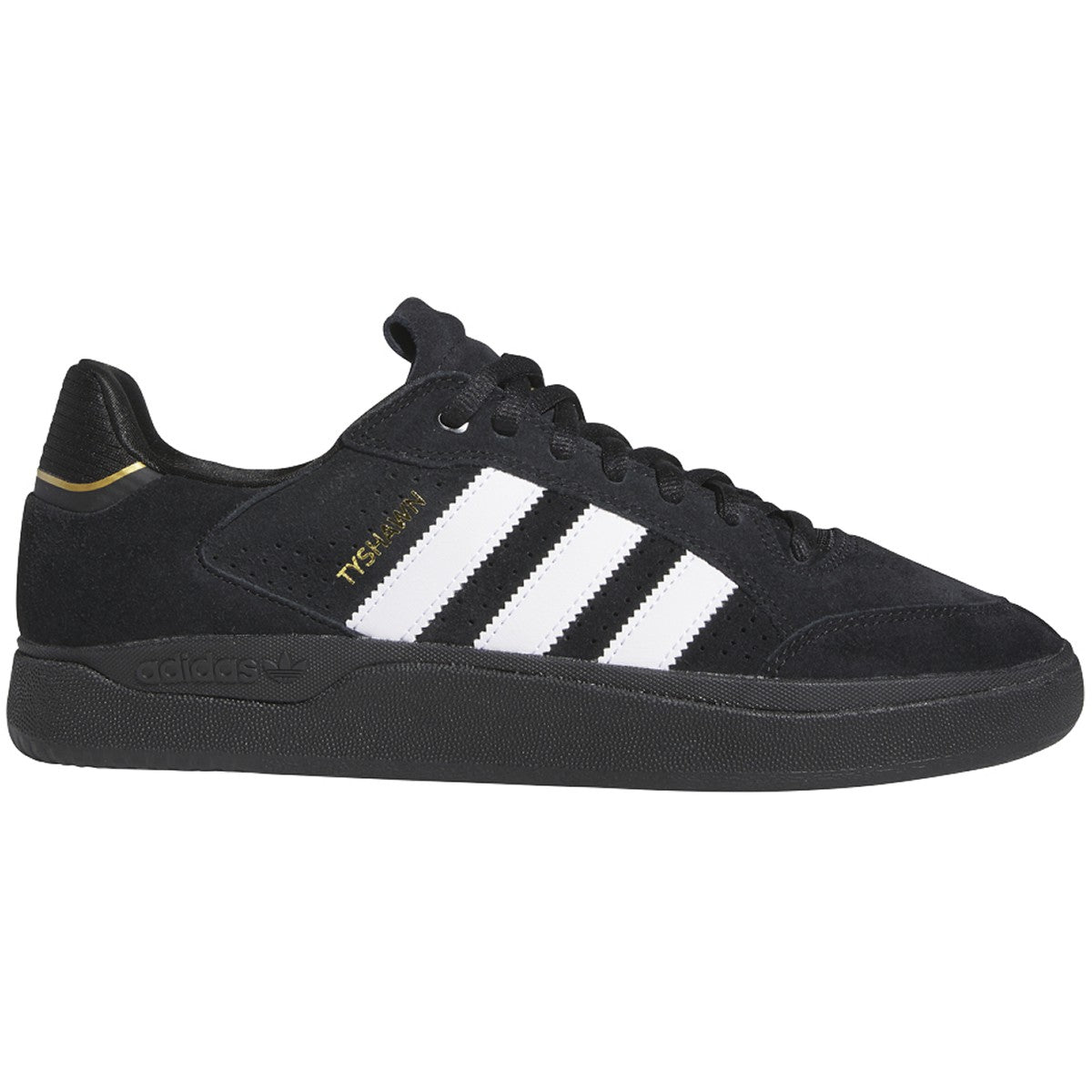 Adidas Tyshawn Low Skateboard Shoe - Core Black/White/Gold Metallic