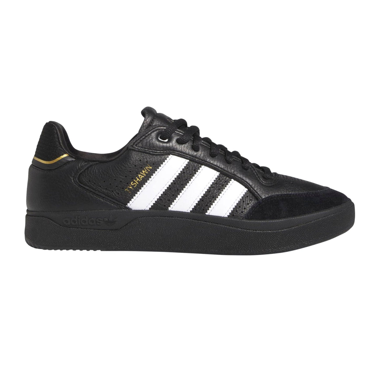 Adidas Tyshawn Low Skateboard Shoe - Black/White/Gold Metallic
