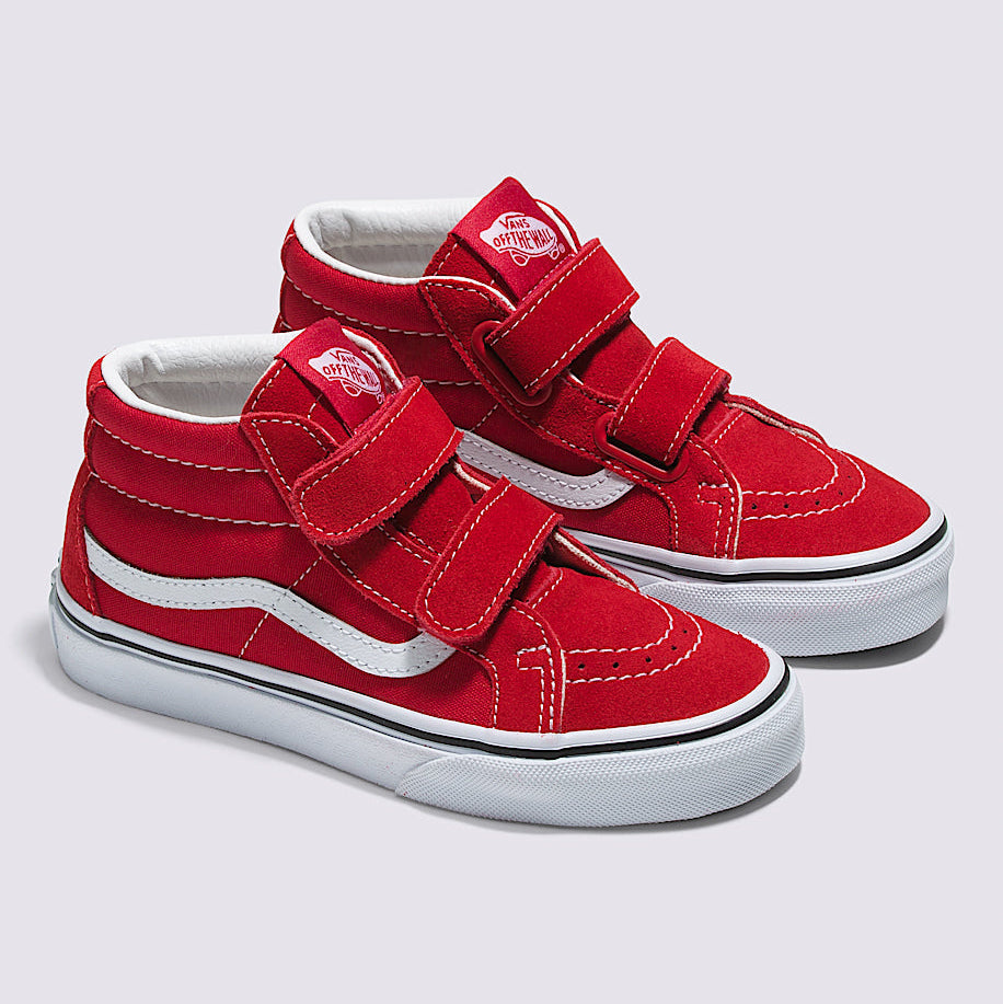 Vans Kids SK8-Mid Reissue V Skateboard Shoes - Formula One Red/True White