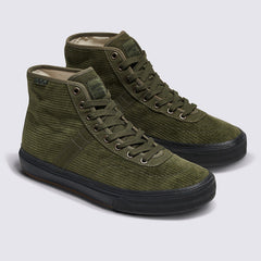 Vans Crockett High Decon Corduroy Skateboard Shoe - Olive/Black