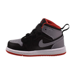 Jordan 1 Mid (TD) Toddler Shoes Black-Cement Grey-Fire Red