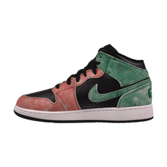 Air Jordan 1 Mid SE (GS) Big Kids' Shoes Black/Pine Green Red fq1292-003