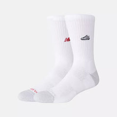 New Balance Active Premium White Emb Shoe Logo 2 Pack Socks